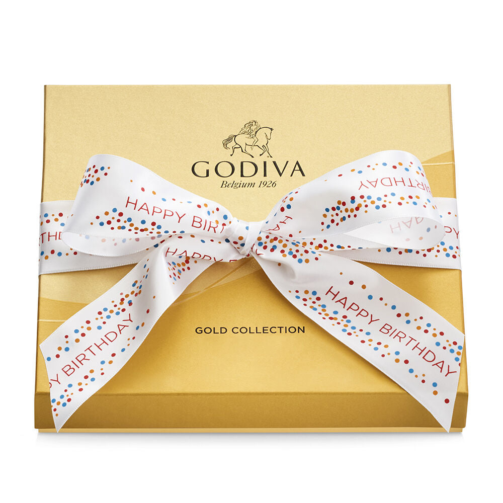 Assorted Chocolate Gold Gift Box, Happy Birthday Ribbon, 19 pc.