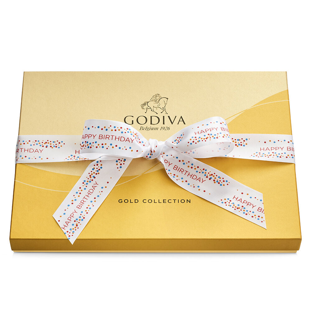 Assorted Chocolate Gold Gift Box, Happy Birthday Ribbon, 36 pc.