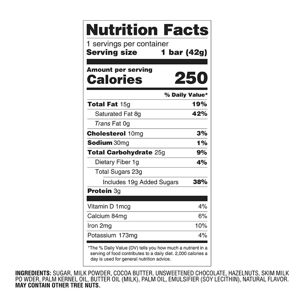 Milk Chocolate Hazelnut Bar, Set of 48, 1.5 oz each