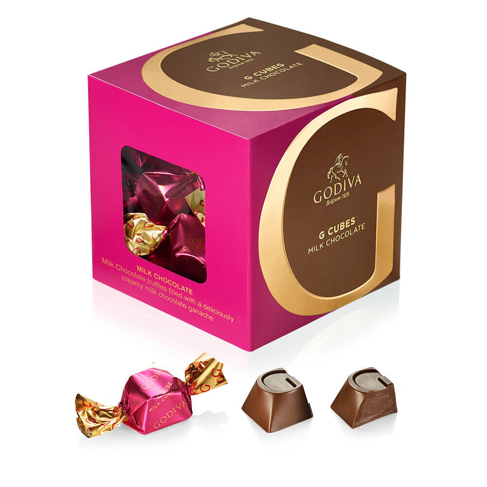 Milk, Dark and Salted Caramel Chocolate G Cube Boxes, Set of 3, 22 pcs. each