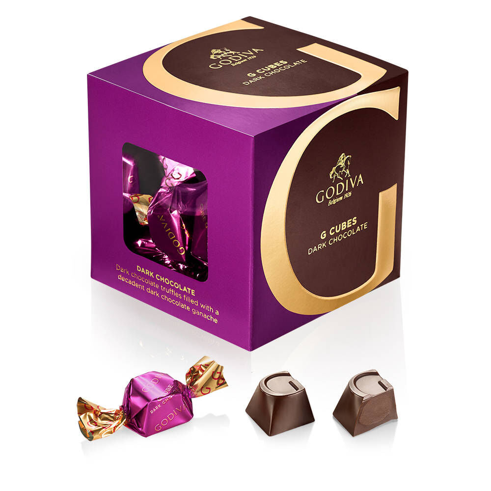 Milk, Dark and Salted Caramel Chocolate G Cube Boxes, Set of 3, 22 pcs. each