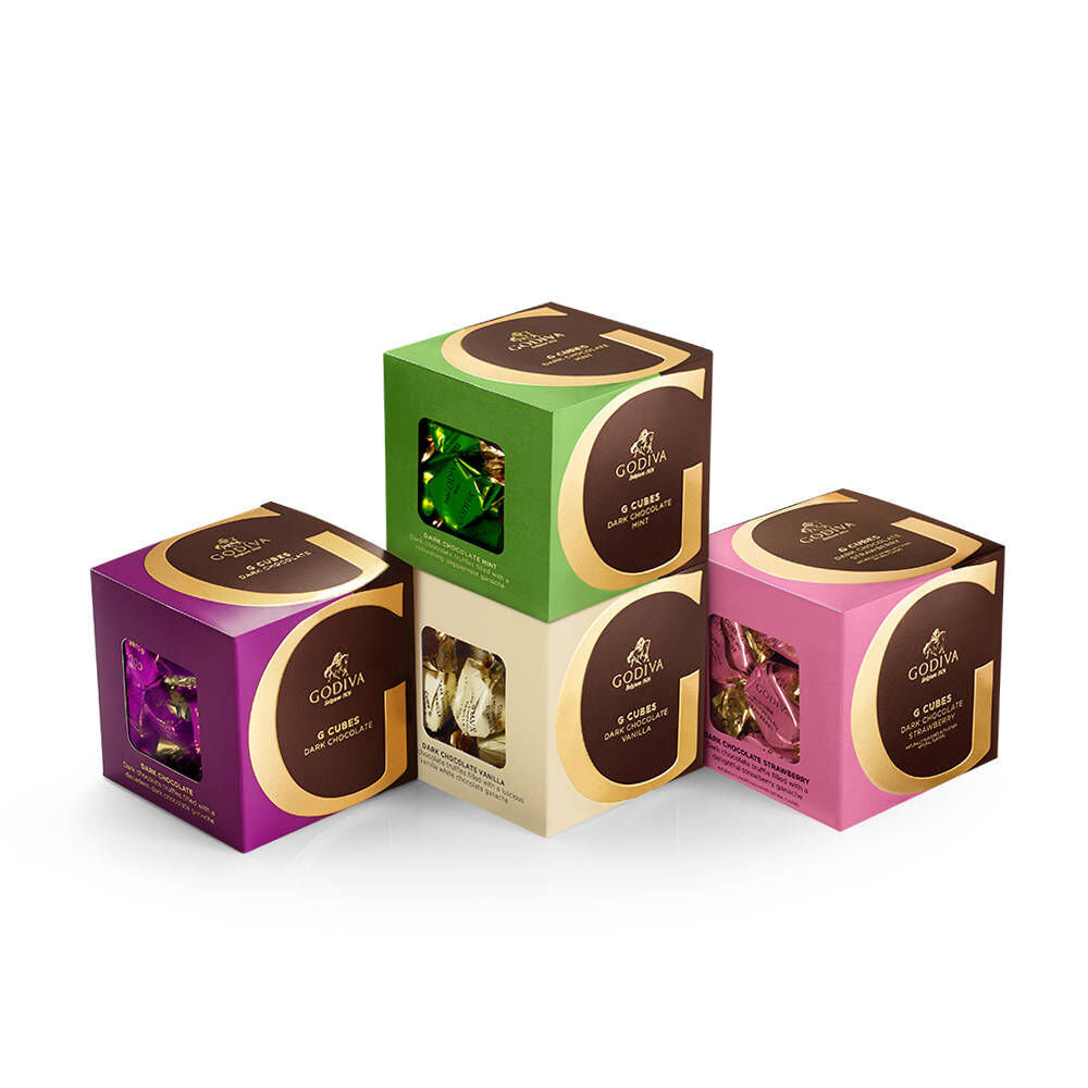 Dark Chocolate G Cube Sampler, Set of 4, 22 pcs. each