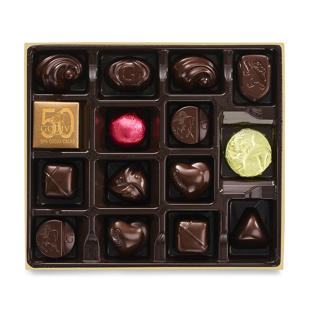 Dark Chocolate Gift Box, Gold Ribbon, 15 pc., Set of 2