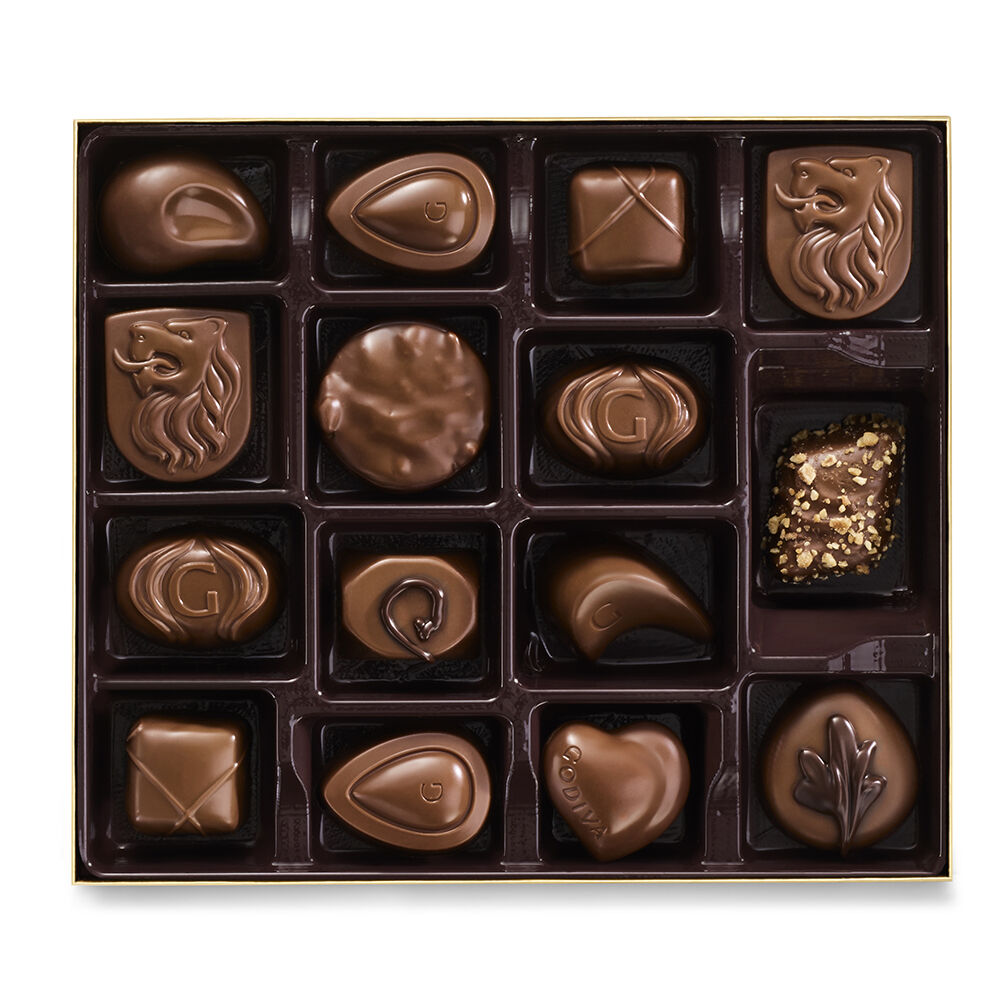 Milk Chocolate Gift Box, Gold Ribbon, 15 pc., Set of 2