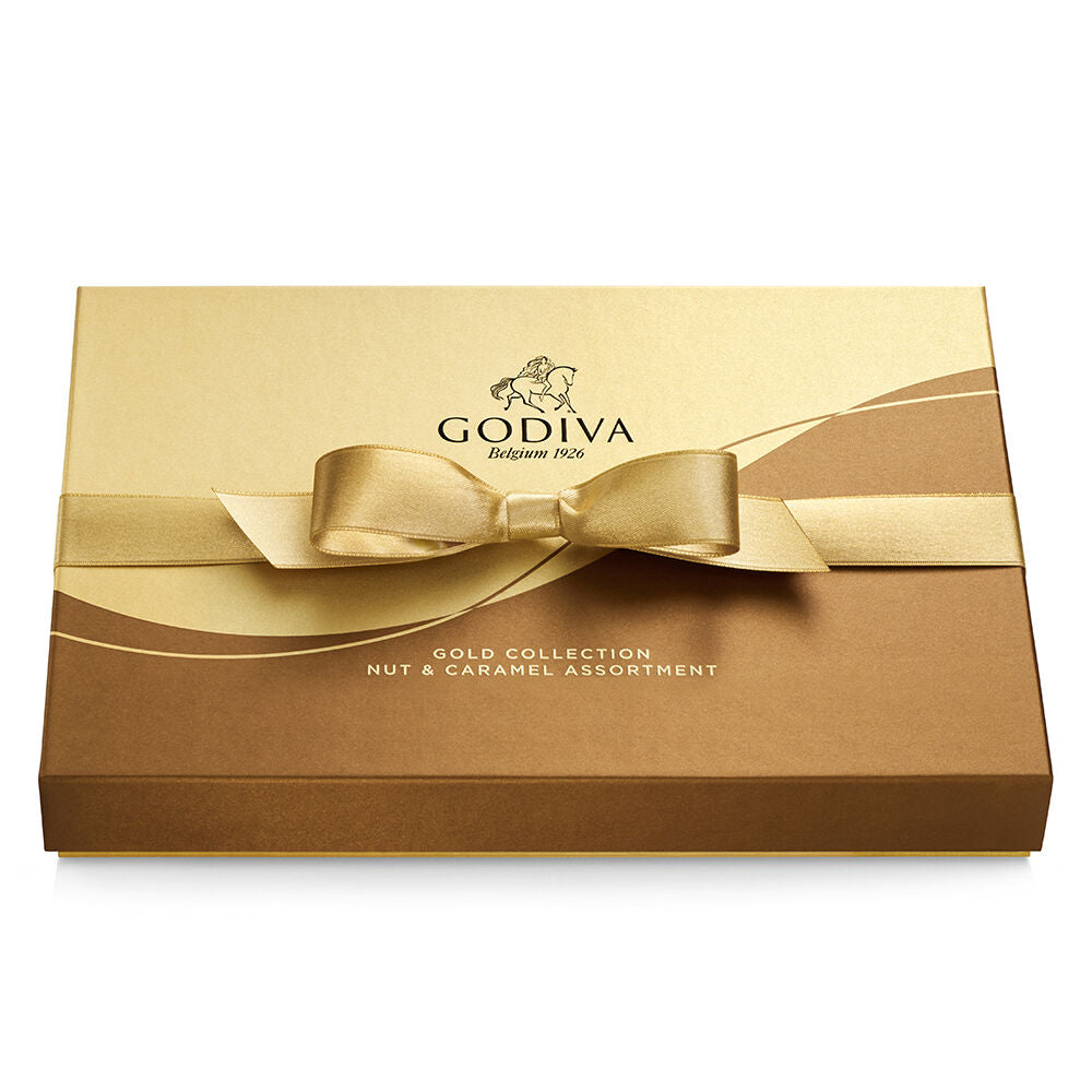 Nut and Caramel Gift Box, Gold Ribbon, 19 pc.