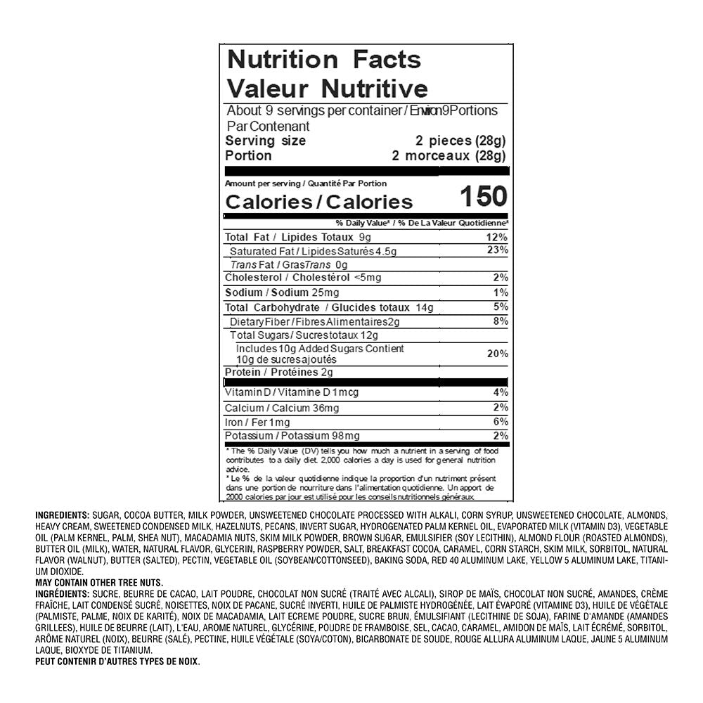 Nut and Caramel Gift Box, Gold Ribbon, 19 pc.