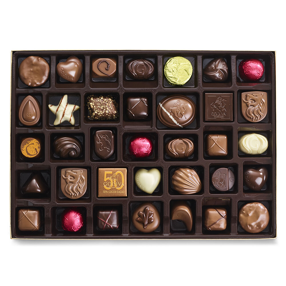 Assorted Chocolate Gold Gift Box, Gold Ribbon, 140 pc.