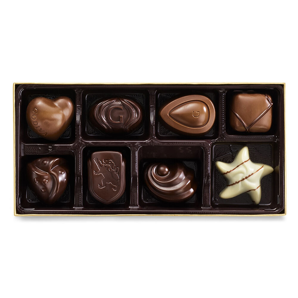 Assorted Chocolate Gold Gift Box, Gold Ribbon, 8 pc.
