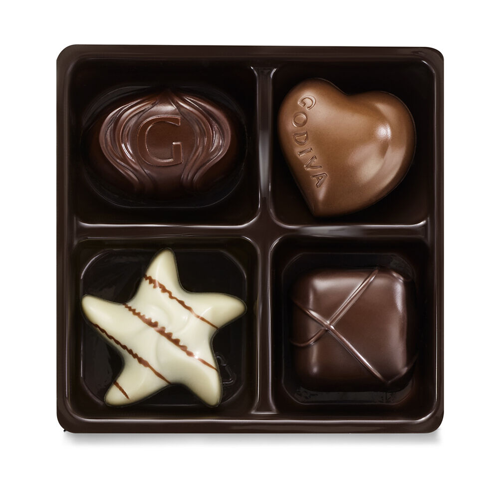 Chocolate Gold Favor, Red Ribbon, 4 pc., Set of 6