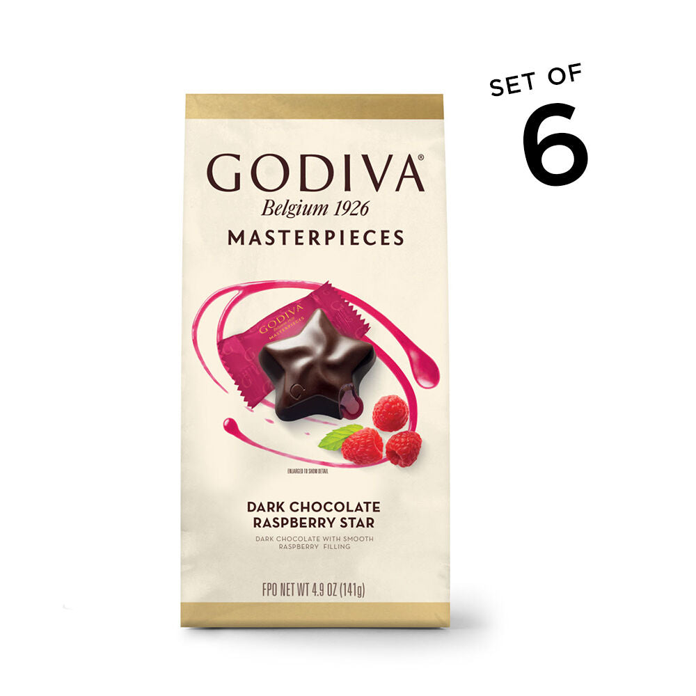 Godiva Masterpieces, Dark Chocolate Raspberry Star, Set of 6