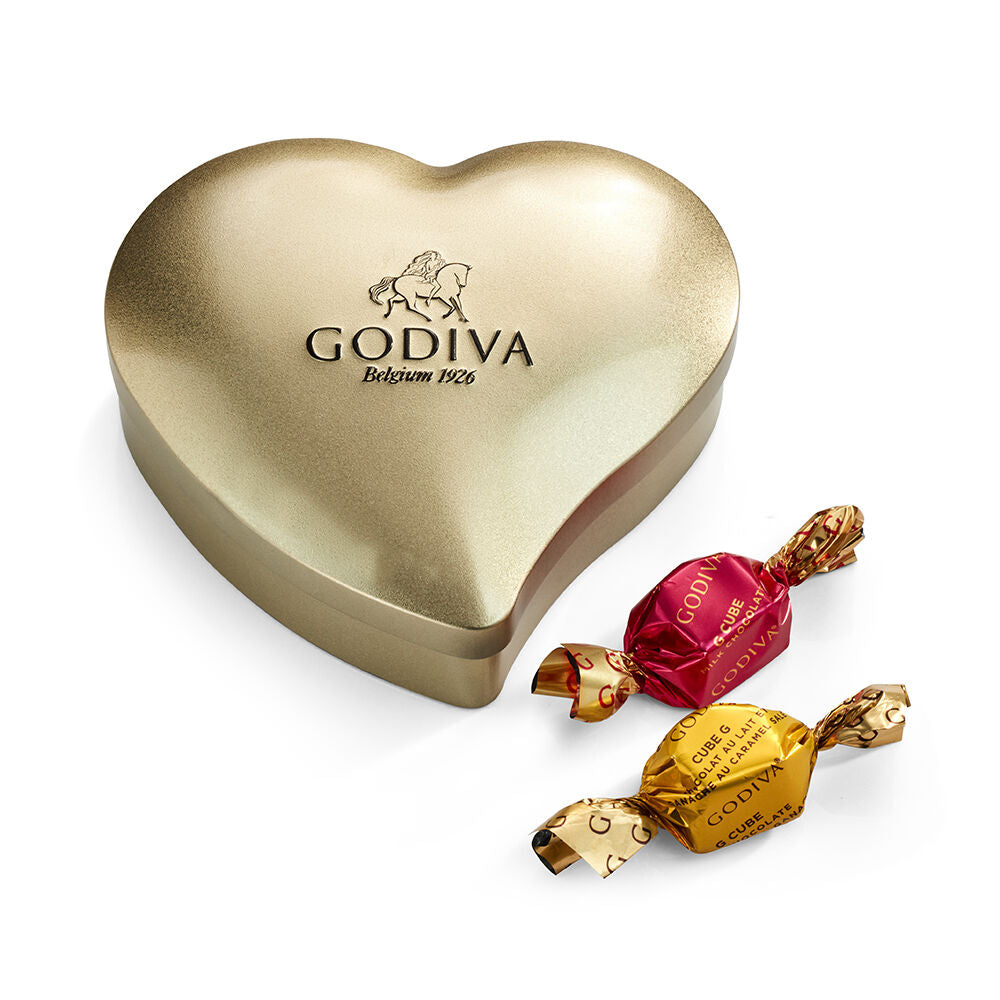 Heart Tin with Assorted Individual Wrapped Chocolates, 12pc.