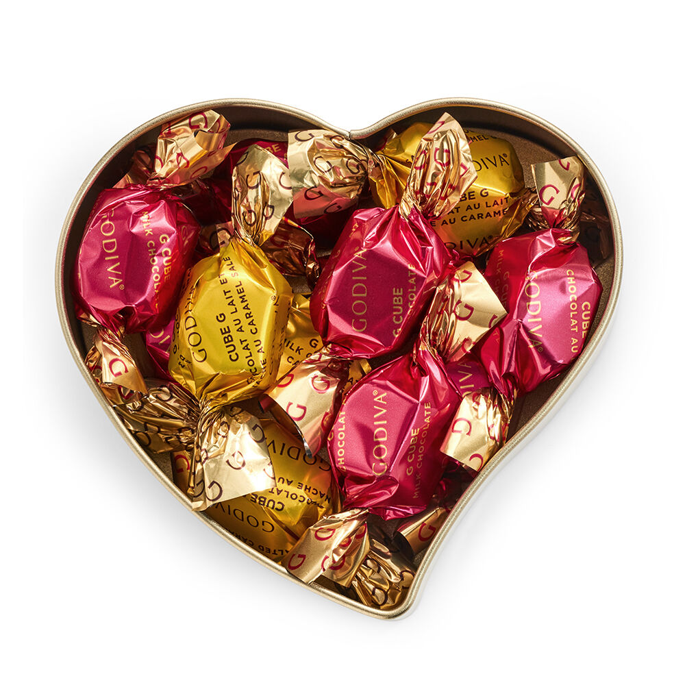 Heart Tin with Assorted Individual Wrapped Chocolates, 12pc.