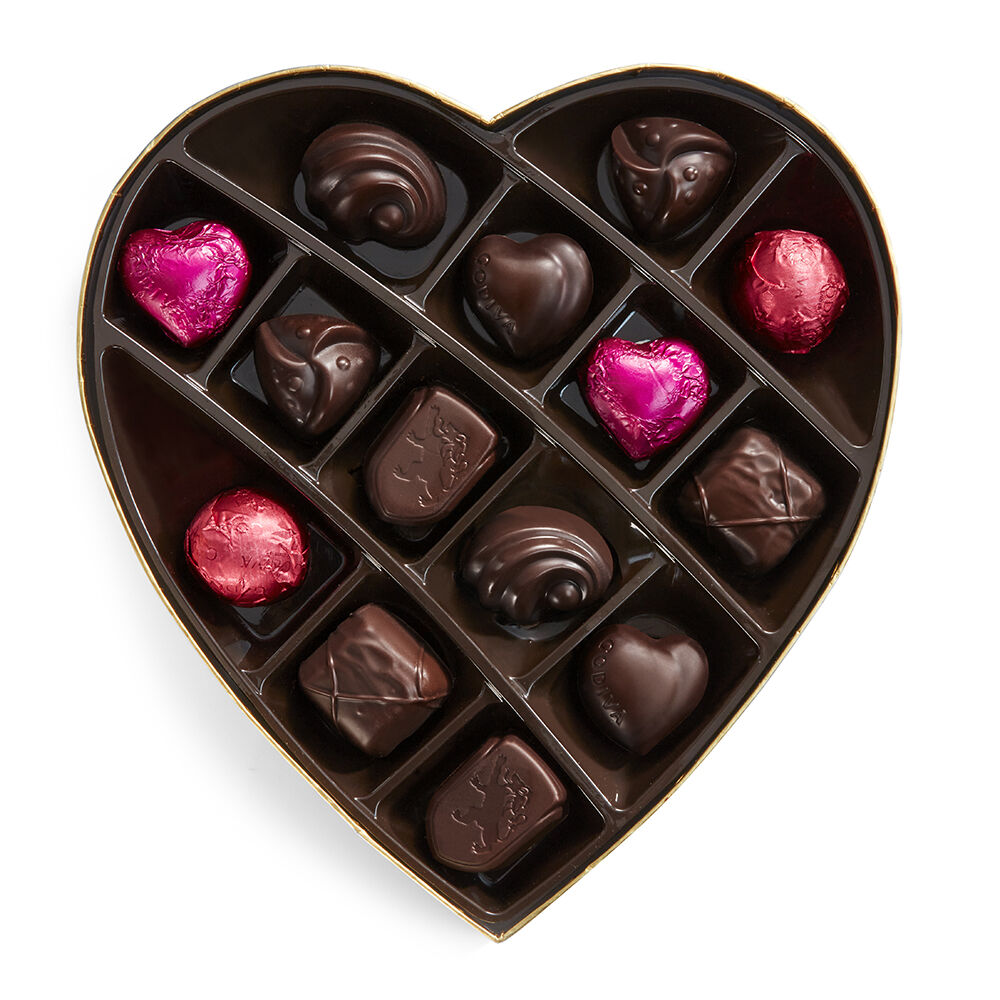 Valentine's Day Assorted and Dark Chocolate Heart-Shaped Gift Boxes