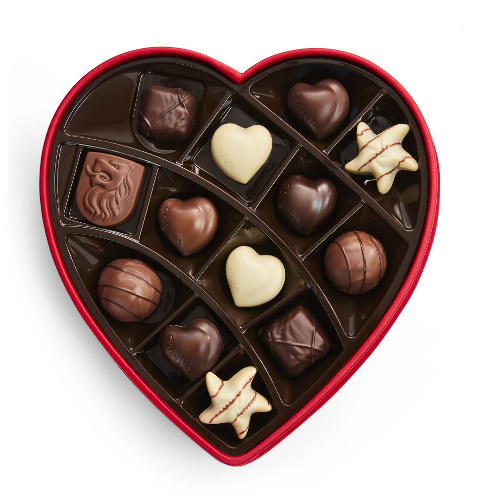 Fabric Heart Chocolate Gift Box, 14 pc.
