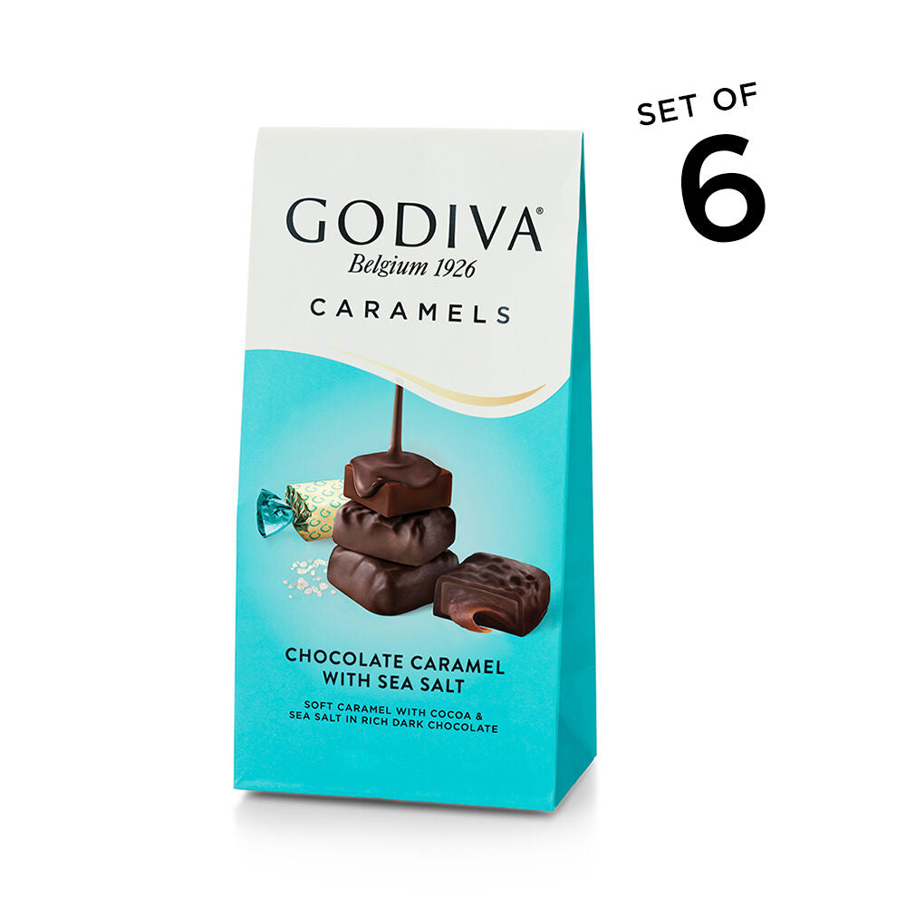 Godiva Caramels, Dark Chocolate with Sea Salt, Set of 6