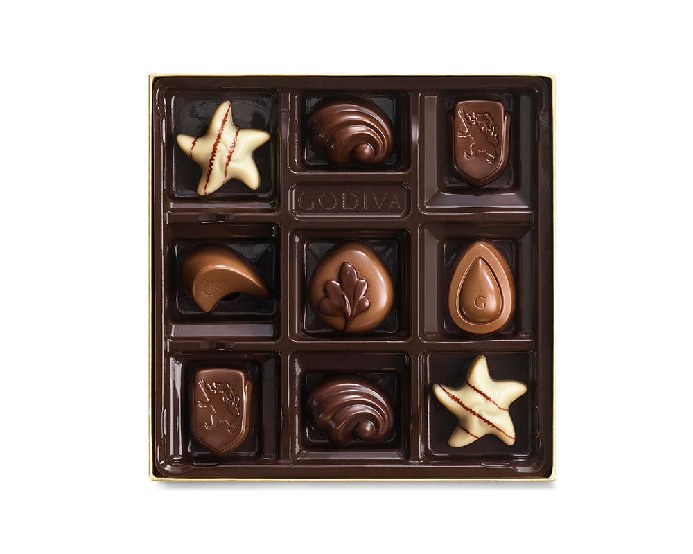 Assorted Chocolate Gold Gift Box, Gold Ribbon, 9 pc.