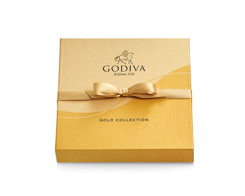 Assorted Chocolate Gold Gift Box, Gold Ribbon, 9 pc.