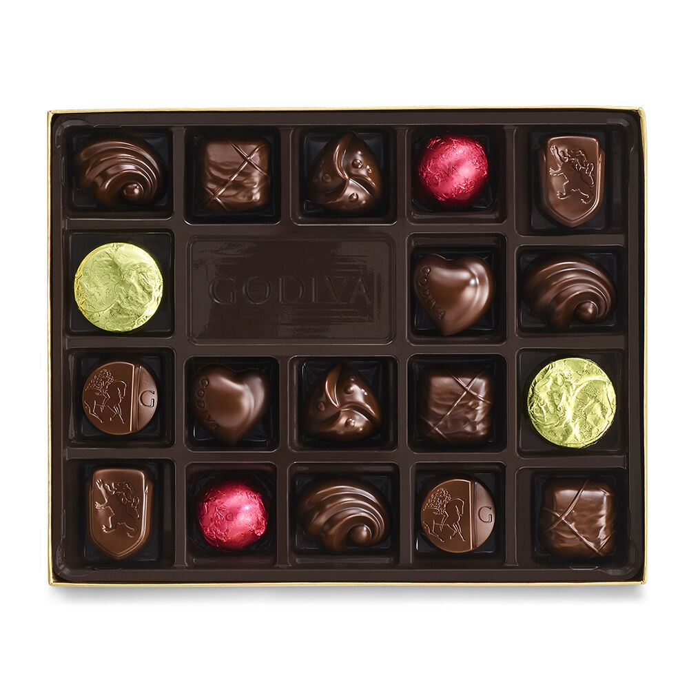 Dark Chocolate Gift Box, Red Ribbon, 18 pc.