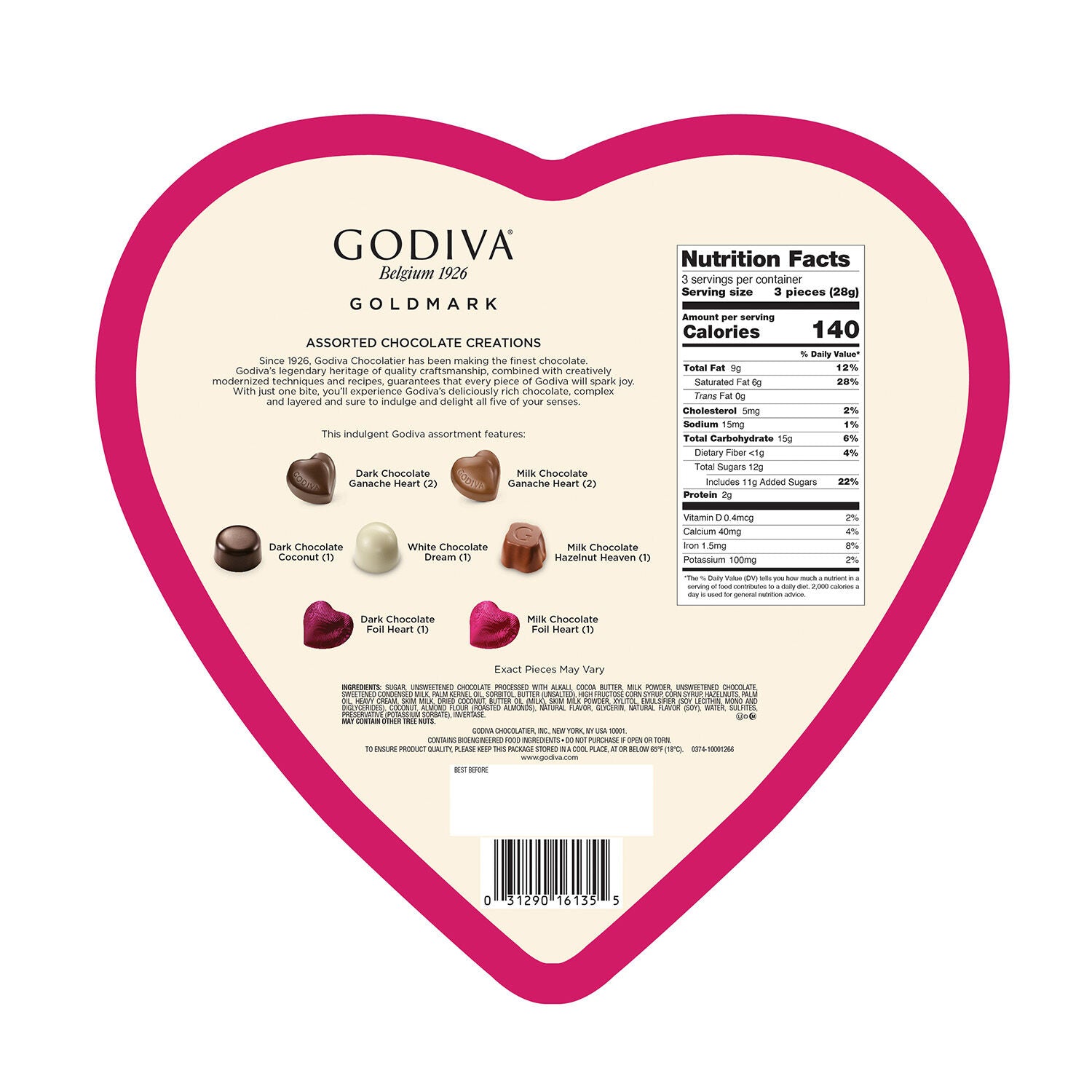 Goldmark Valentine's Day Heart-Shaped Tin, 9pc., Set of 6