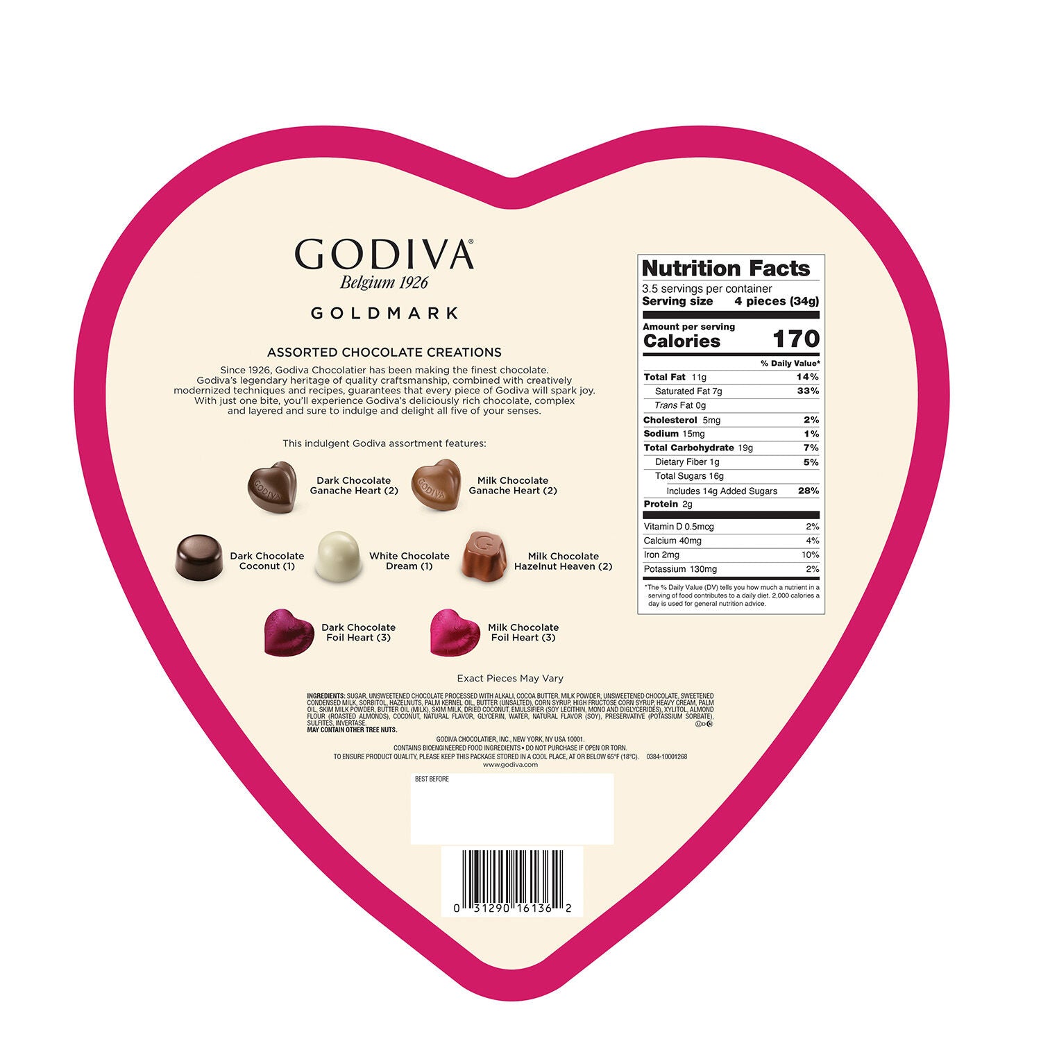 Goldmark Valentine's Day Heart-Shaped Tin, 14pc.