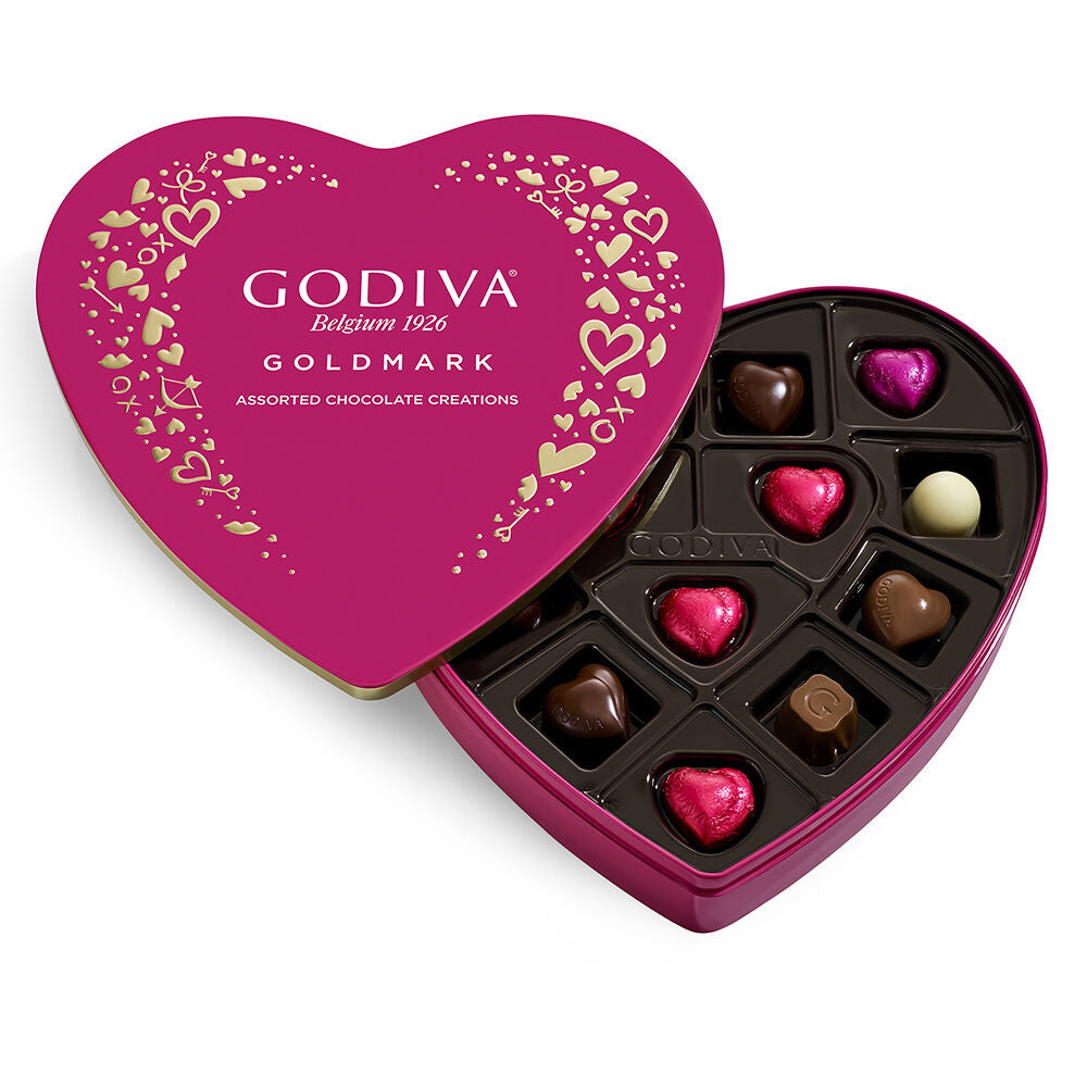 Goldmark Assorted and Dark Chocolate Heart-Shaped Tins, 14pc.