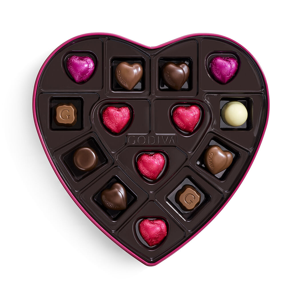 Goldmark Assorted and Dark Chocolate Heart-Shaped Tins, 14pc.
