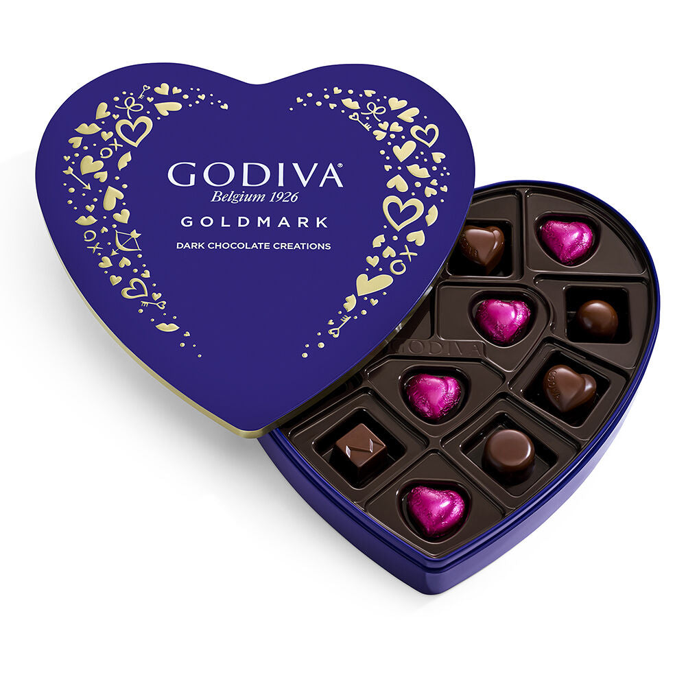 Goldmark Assorted and Dark Chocolate Heart-Shaped Tins, 14pc.