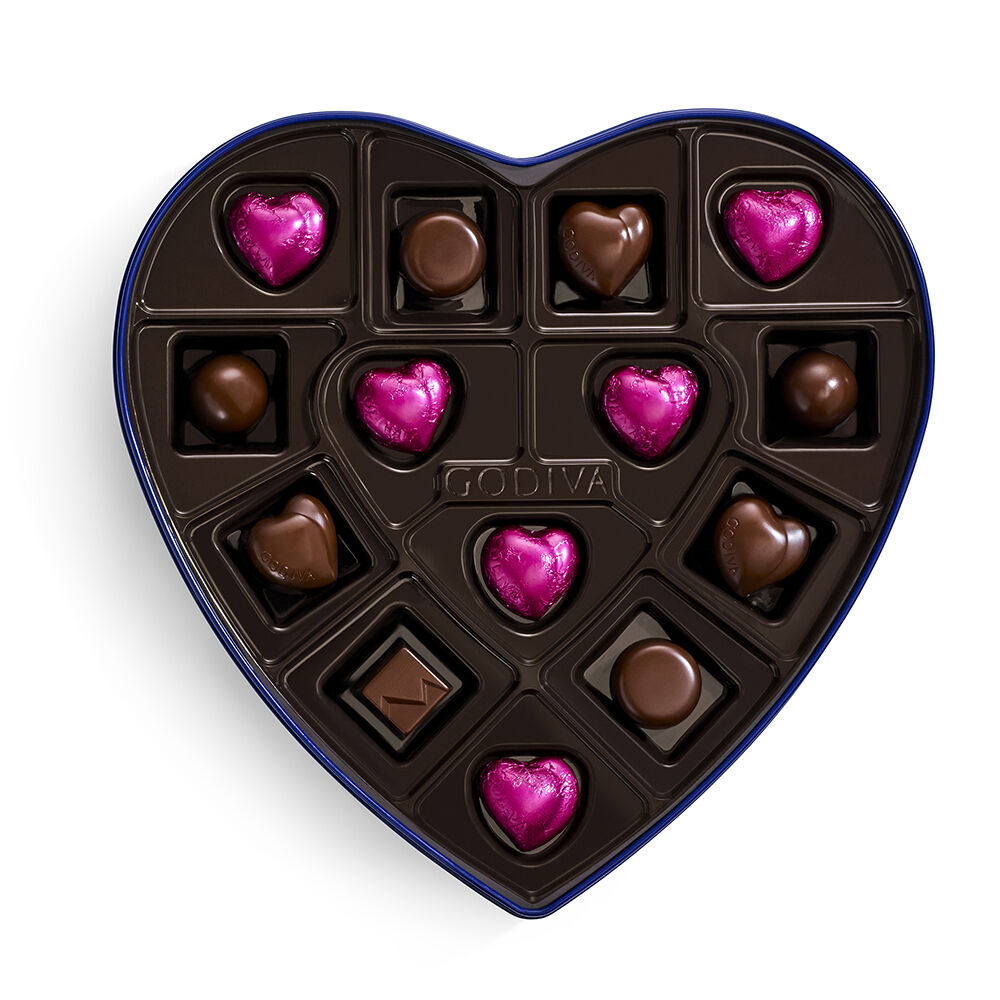 Goldmark Assorted and Dark Chocolate Heart-Shaped Tins, 14pc.