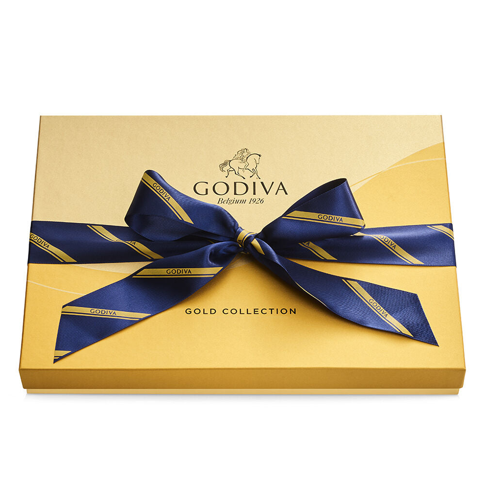 Assorted Chocolate Gold Gift Box, Striped Ribbon, 36pc.