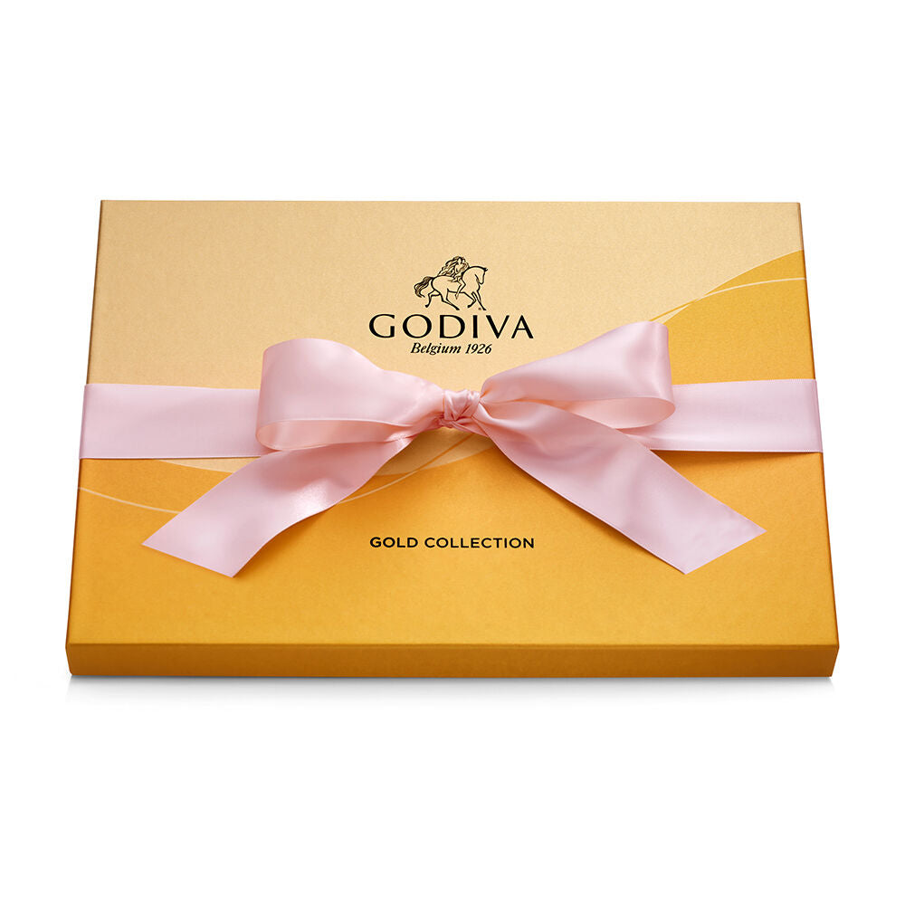 Assorted Chocolate Gold Gift Box, Pink Ribbon, 36pc.