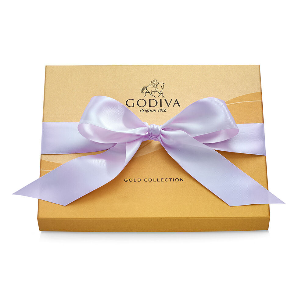 Assorted Chocolate Gold Gift Box, Orchid Ribbon, 18 pc.