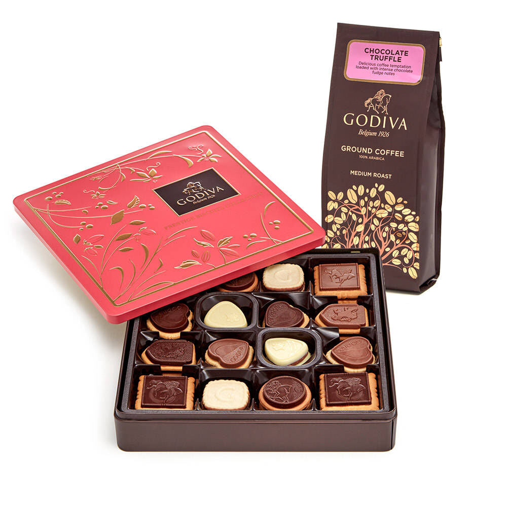 Truffle Coffee, 10 oz. Ground & Chocolate Biscuit Tin, 46 pc.