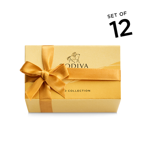 Assorted Chocolate Favor, Gold Ribbon, Set of 12, 2 pc. each