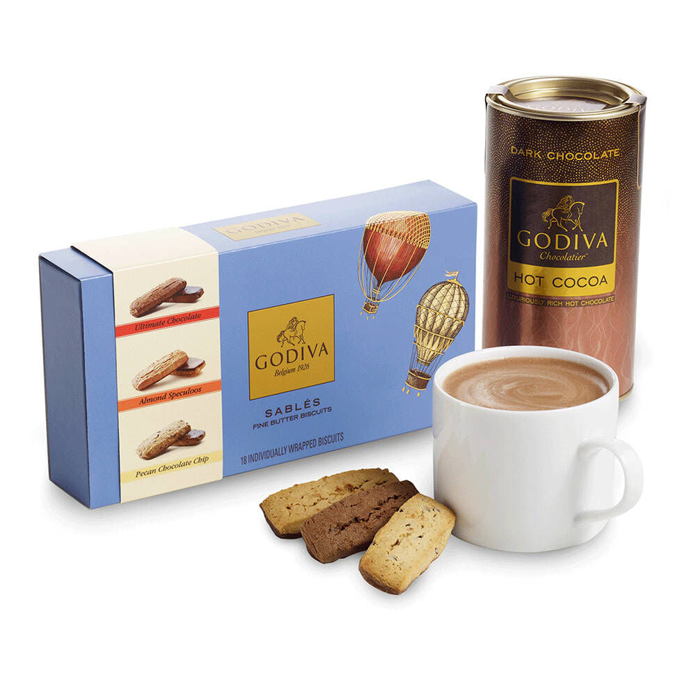 18 pc. Assorted Sablés Gift Box and Dark Cocoa Gift Set