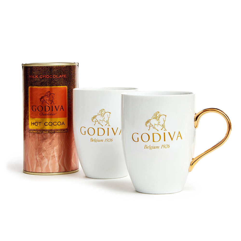 Milk Chocolate Cocoa & Mug Gift Set, Gold Ribbon