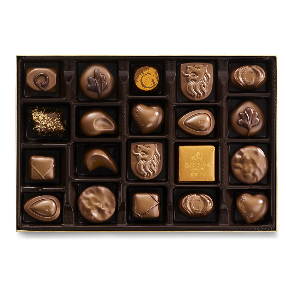 Milk & Dark Chocolate Gift Boxes, Red Ribbon, 22pc