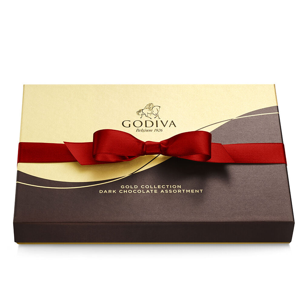 Milk & Dark Chocolate Gift Boxes, Red Ribbon, 22pc