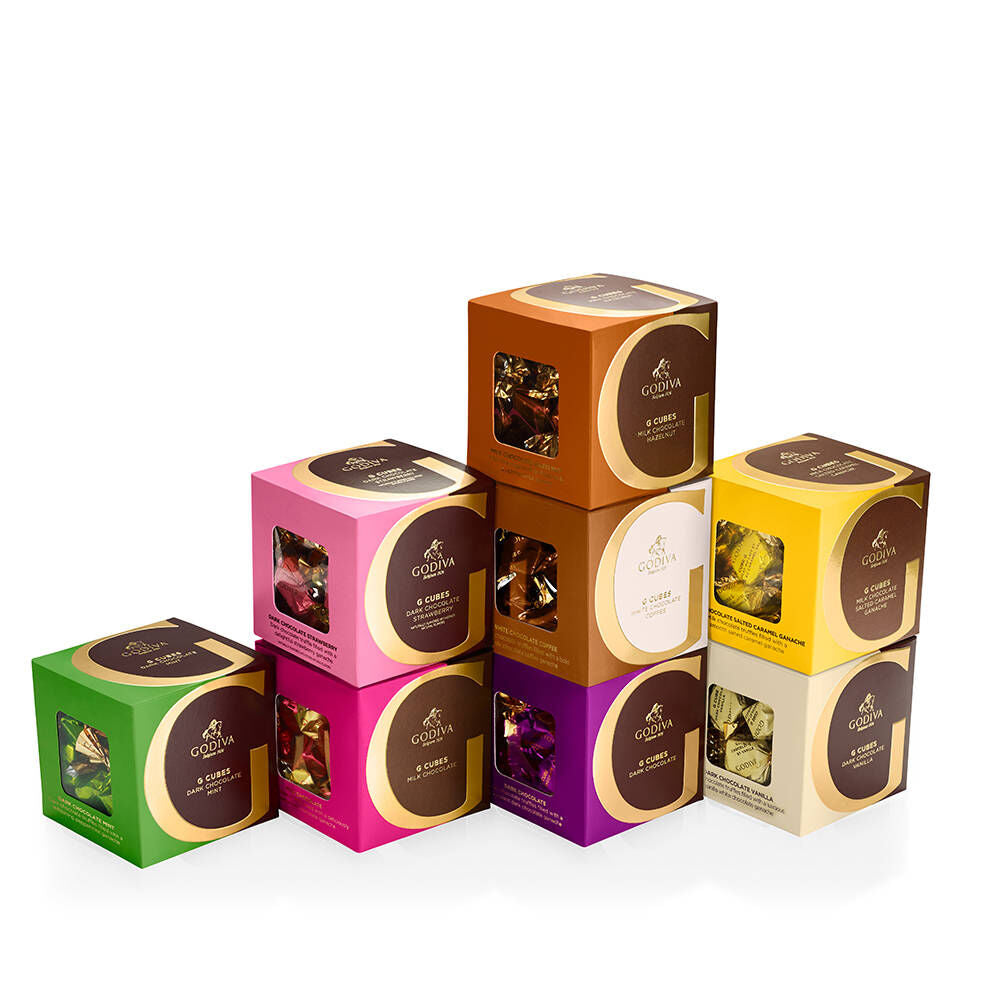 Chocolate Assortment G Cube Sampler, Set of 8, 22 pcs. each