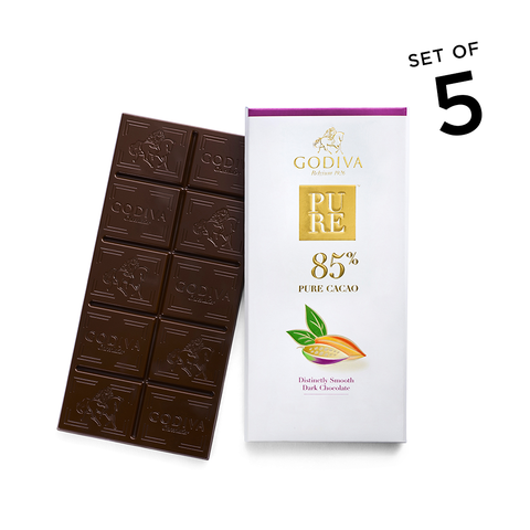 Pure 85% Distinctly Smooth Dark Chocolate Bar, Set of 5