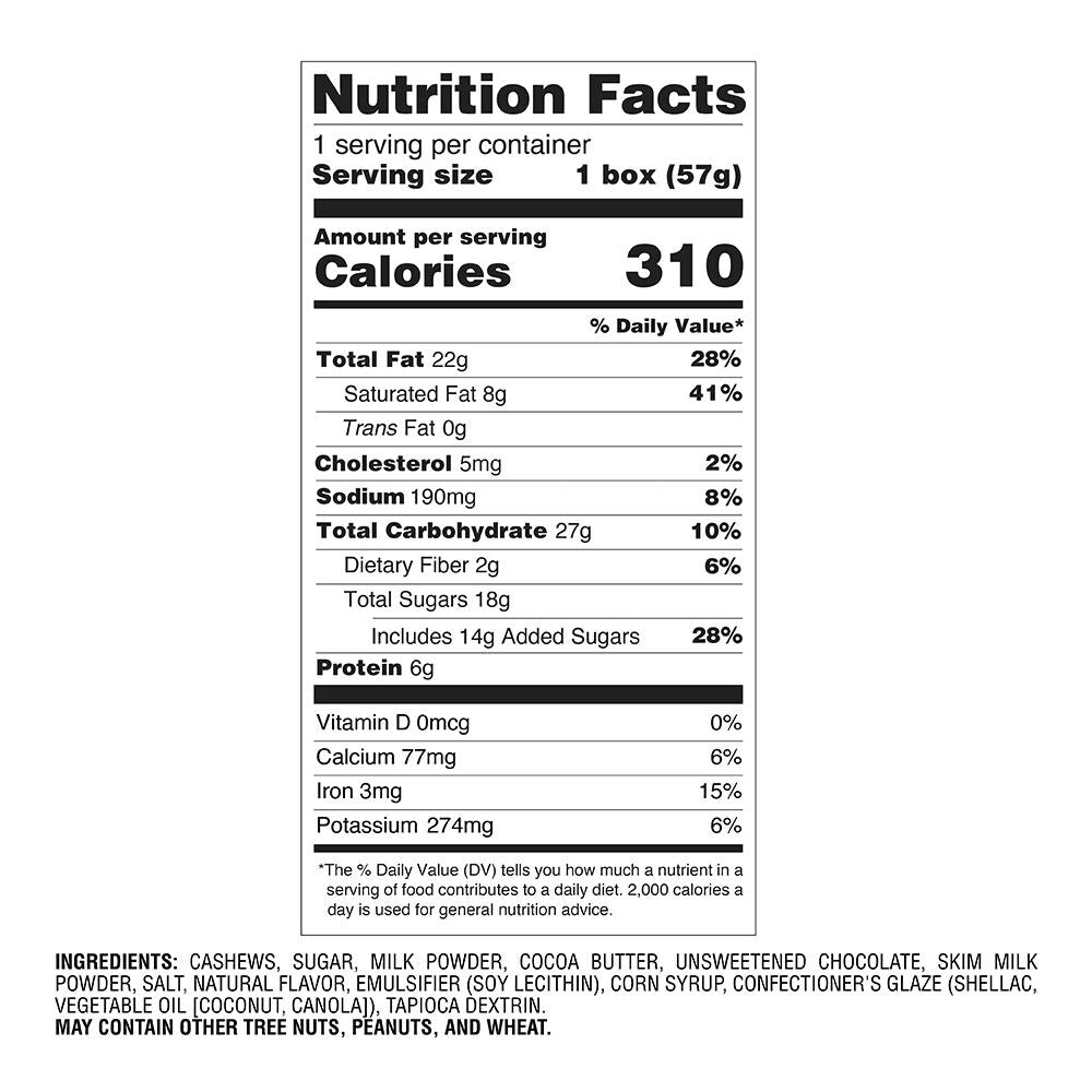 Milk Chocolate Covered Whole Cashews, Set of 30