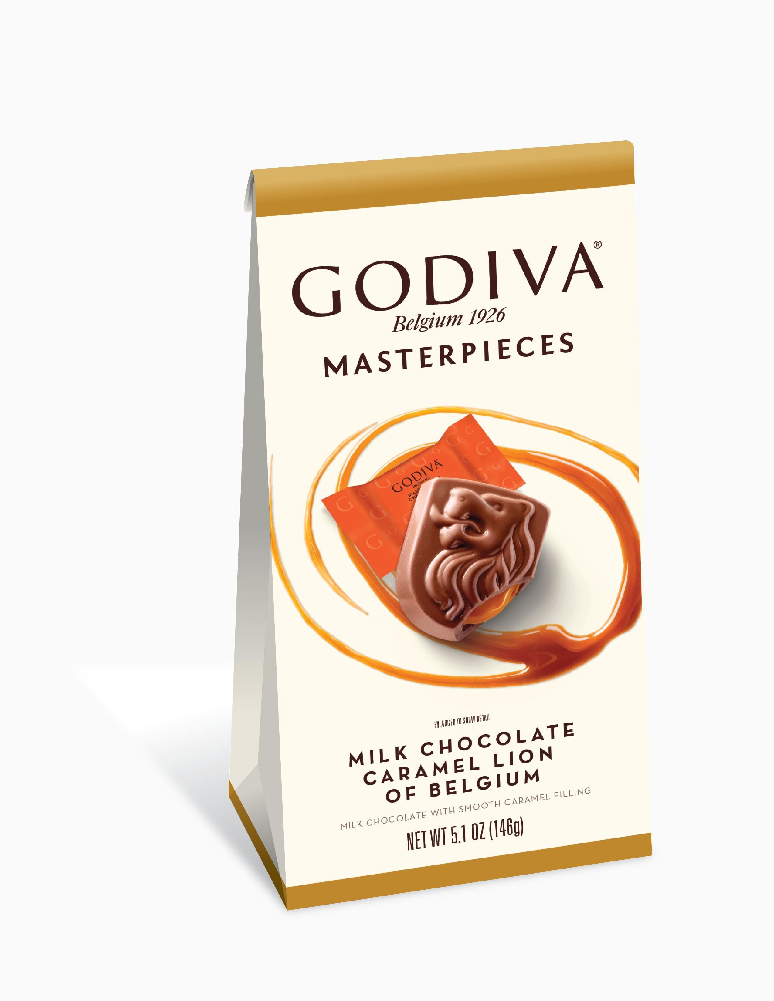 Godiva Masterpieces, Milk Chocolate Caramel Lions of Belgium, Set of 6