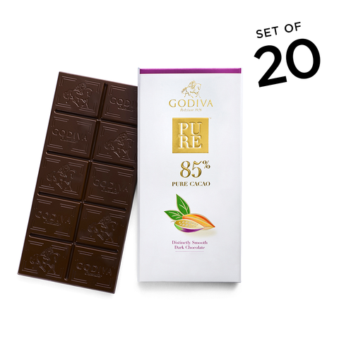 Pure 85% Distinctly Smooth Dark Chocolate Bar, Set of 20
