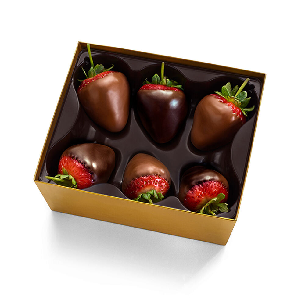 Milk & Dark Chocolate Covered Strawberries, Half Dozen