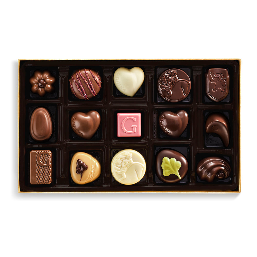 Assorted Chocolate Gold Gift Box, Azalea Ribbon, 15pc.