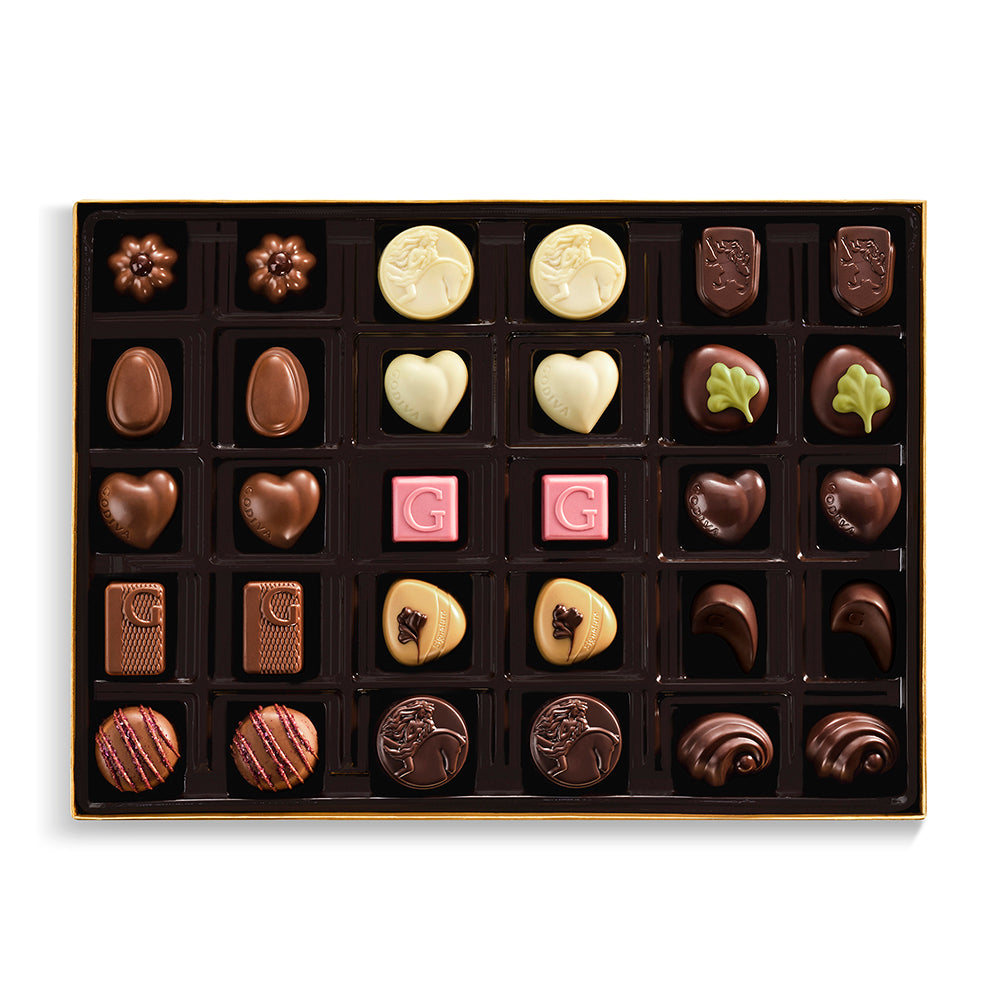 Assorted Chocolate Gold Gift Box, Iris Ribbon, 30pc.