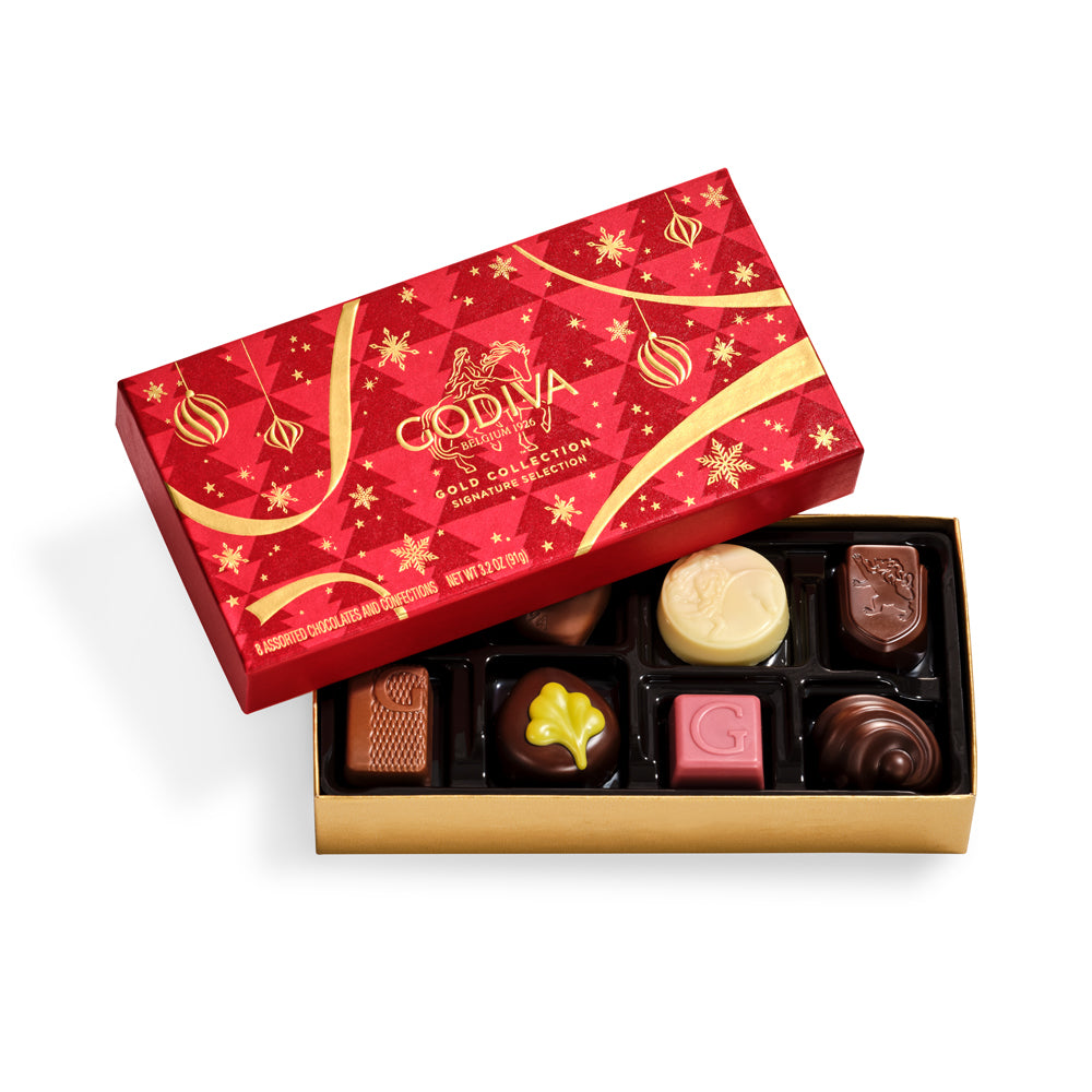 Assorted Chocolate Gold Gift Box, Holiday Edition, 8pc.