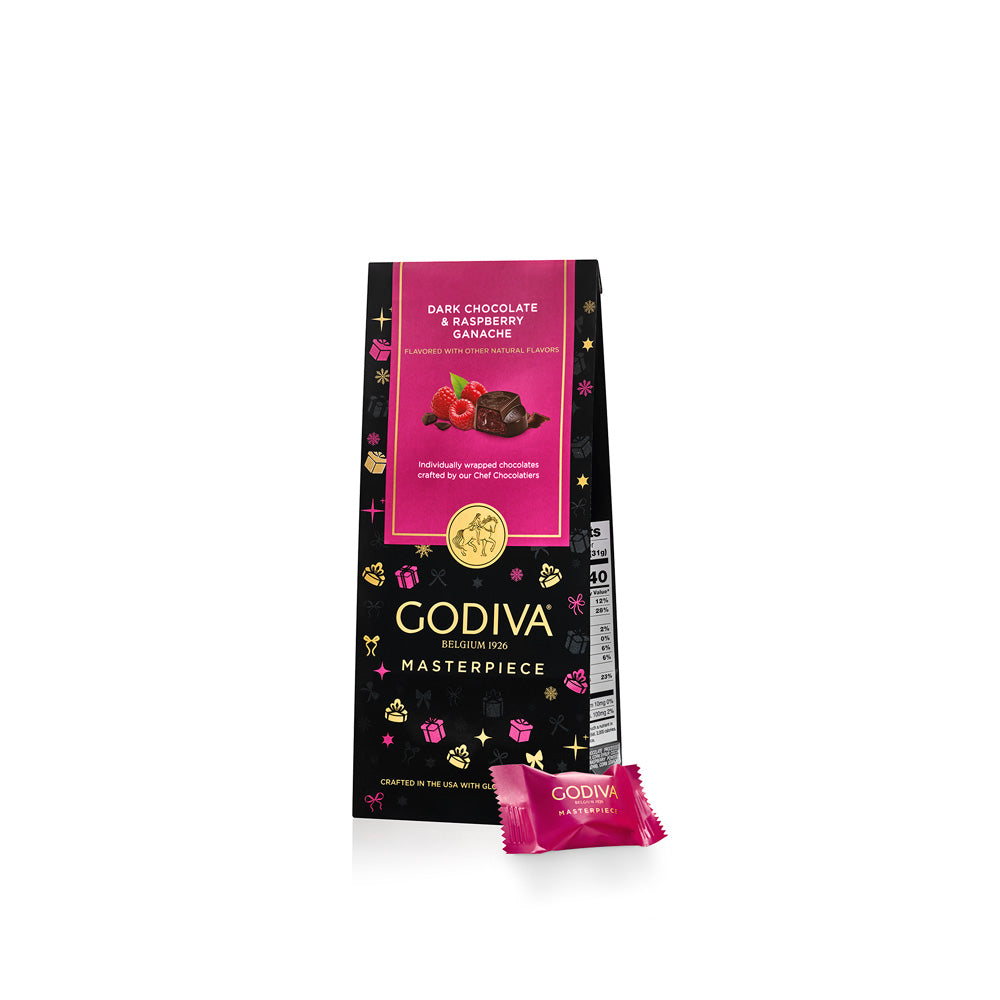 Dark Chocolate Raspberry Masterpiece Holiday Bag | GODIVA – GODIVA