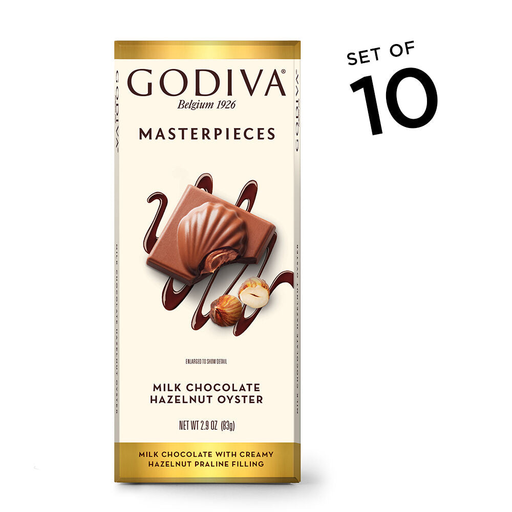 Masterpieces Milk Chocolate Hazelnut Oyster Bar, 10 bars