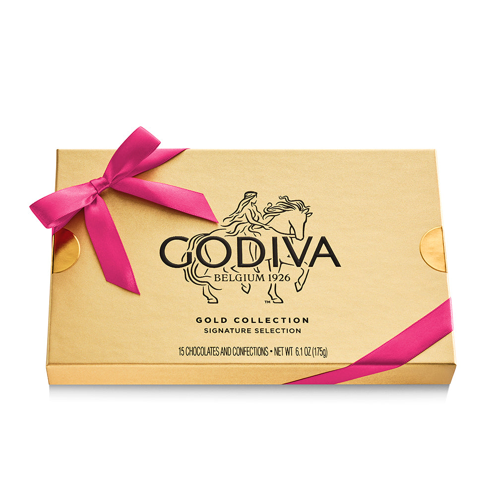 Assorted Chocolate Gold Gift Box, Azalea Ribbon, 15pc.