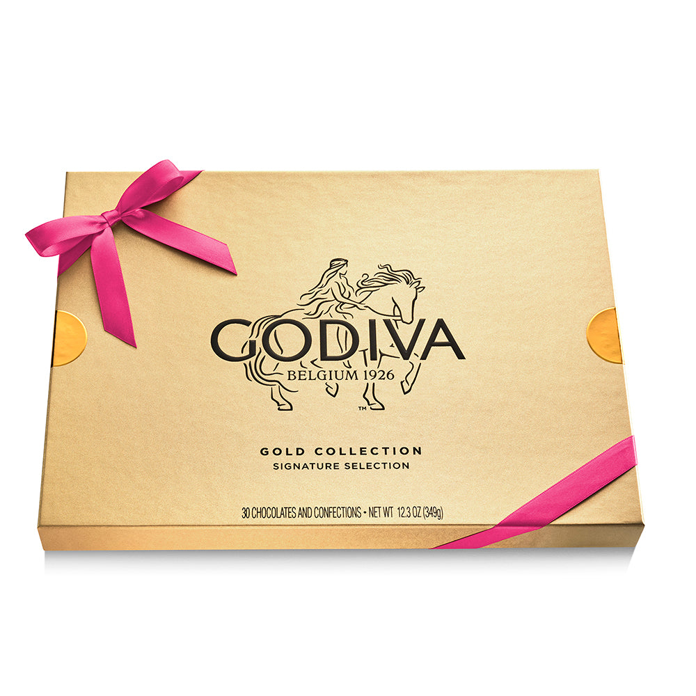 Assorted Chocolate Gold Gift Box, Azalea Ribbon, 30pc.